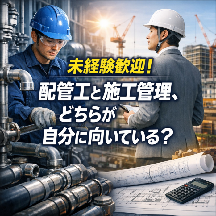 未経験歓迎！配管工と施工管理、どちらが自分に向いている？